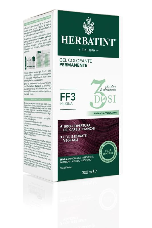 Herbatint Tinta Per Capelli Gel Colorante Permanente 3Dosi FF3 Prugna 300ml 3 Herbatint Tinta Per Capelli Gel Colorante Permanente 3Dosi FF3 Prugna 300ml