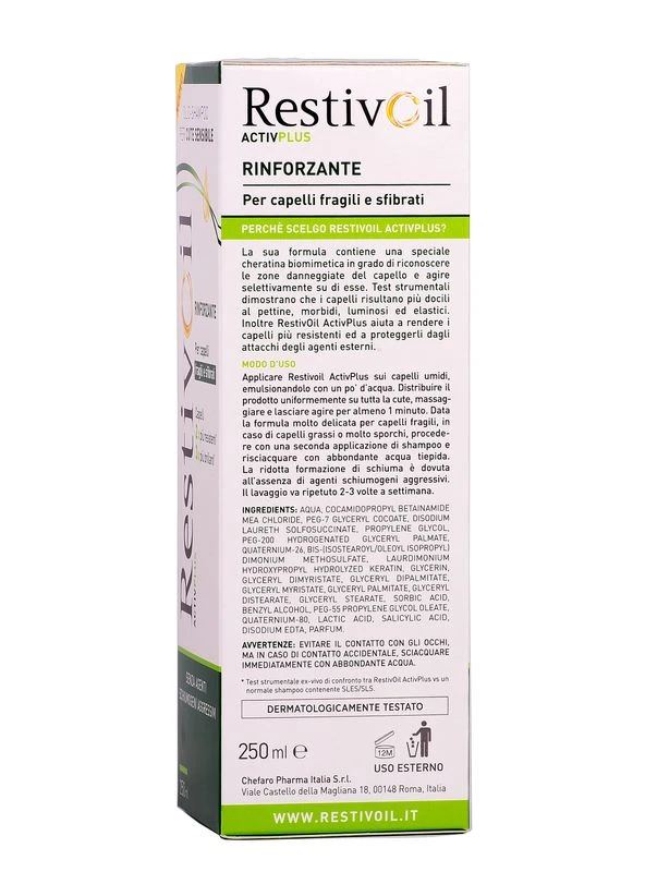 Perrigo Restivoil ActivPlus Olio-shampoo Rinforzante Per Capelli Fragili E Sfibrati 250ml 7 Perrigo Restivoil ActivPlus Olio-shampoo Rinforzante Per Capelli Fragili E Sfibrati 250ml - immagine 5