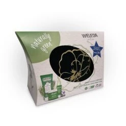 Weleda Cofanetto Naturally Green Gel Doccia 200ml + Burro Corpo 150ml + Balsamo Labbra 8ml + Pochett